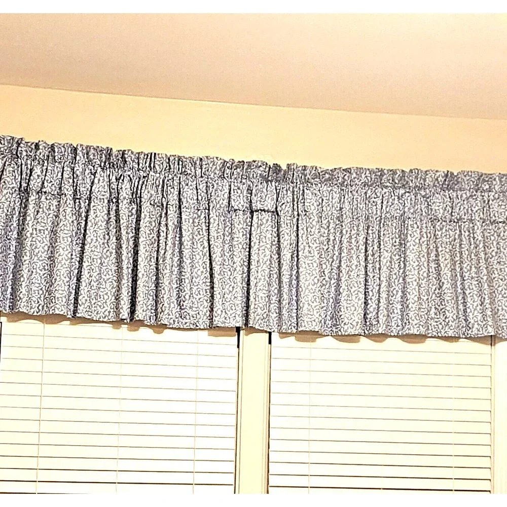 Vintage Waverly Blue and White Chintz Lined Custom Made Drapery Headers